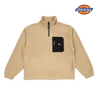 【Dickies】男款沙色抓絨半開襟立領胸前口袋設計休閒長袖｜DK0A868OCH1