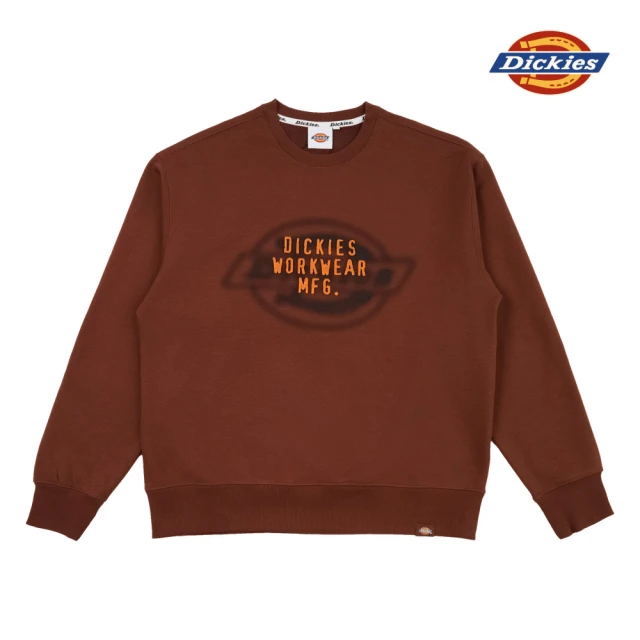 Dickies 男款卡布奇諾棕內抓絨胸前立體Logo文字保暖休閒大學T｜DK0A868MK47