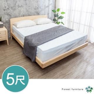 【BODEN】森林傢俱 艾里斯5尺雙人梣木實木床架/床組(床頭附USB插座-不含床墊)
