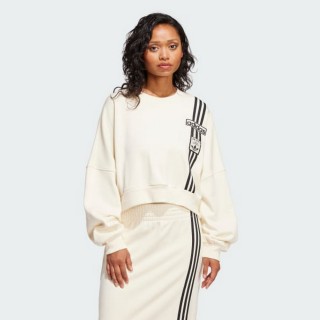 【adidas 愛迪達】運動 休閒 大學T 衛衣 長袖 女上衣 CROP SWEATSHIRT(JD0084)