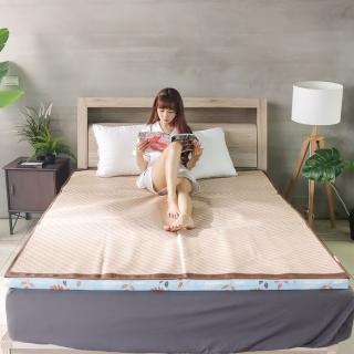 【小老闆寢具】單人加大3.5尺 亞藤蓆x透氣布 5公分直立棉 摺疊床墊(日式三折設計 租屋/外宿便攜)