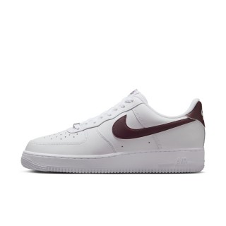 【NIKE 耐吉】AIR FORCE 1 07 休閒鞋 男鞋 白 酒紅 皮革(FJ4146-112)