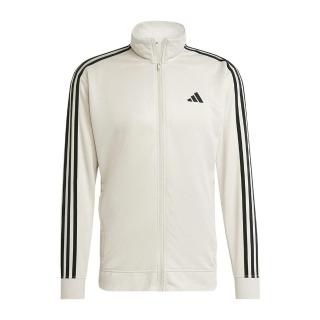【adidas 愛迪達】TR-ES 3S T-TOP 男 立領外套 運動外套 休閒穿搭 健身 訓練 米灰 黑(JD0165)