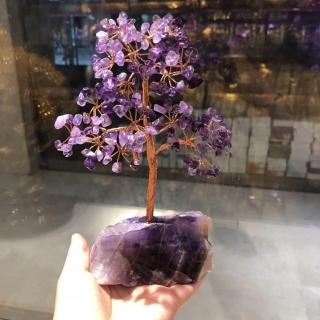 【Paiya 派亞】紫水晶原石黃水晶發財樹家居裝飾送禮辦公室旺姻緣招桃花擺件禮物