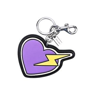 【COACH】閃電愛心圖印餅型鑰匙圈/掛飾