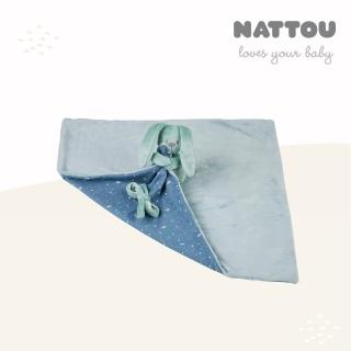【Nattou】絨毛動物造型安撫玩偶50cm-附奶嘴扣/夜光愛豆兔(安撫巾 安撫玩具 夜光絨毛娃娃 親膚玩偶)