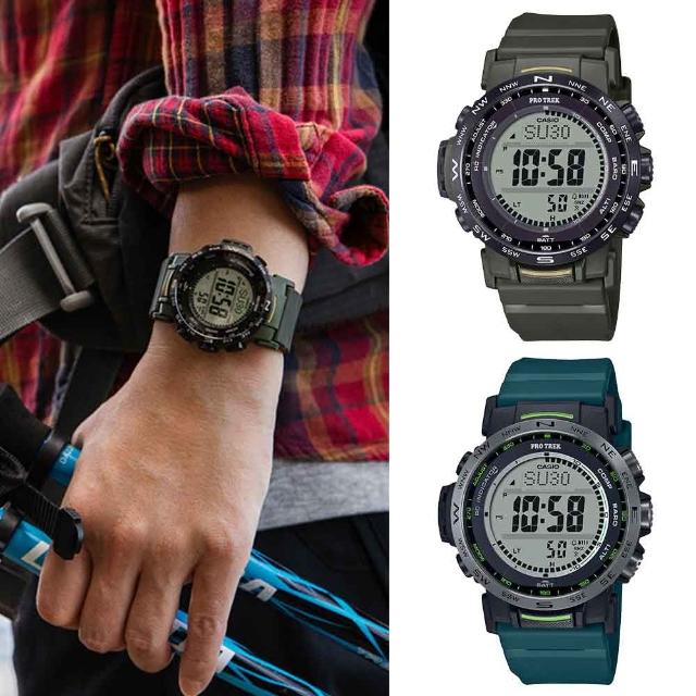 【CASIO 卡西歐】PROTREK 太陽能電波校時登山錶-2款可選(PRW-35Y-3B/PRW-35Y-3)