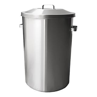 【正言】不銹鋼加蓋圓桶/無內桶45L(不銹鋼、垃圾桶、白鐵、鐵製)