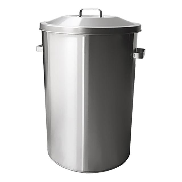 【正言】不銹鋼加蓋圓桶/無內桶45L(不銹鋼、垃圾桶、白鐵、鐵製)