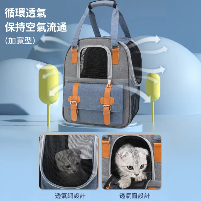 【媽媽咪呀】時尚拼色寵物雙肩後背包 寵物外出包 寵物手提包(透氣寵物背包 寵物包)