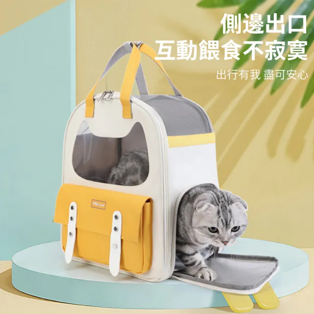 【媽媽咪呀】透明視窗寵物雙肩後背包 寵物外出包 寵物手提包(透氣寵物背包 寵物包)