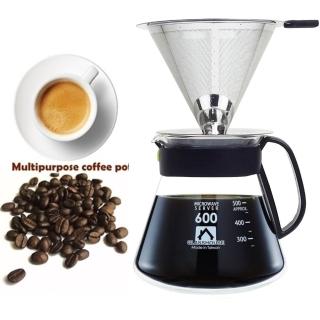 【咖啡沖泡組4】大號316不鏽鋼濾杯x1+臺雋600ml咖啡壺x1-塑膠手把/泡咖啡/泡茶濾杯/手沖咖啡(2入組)