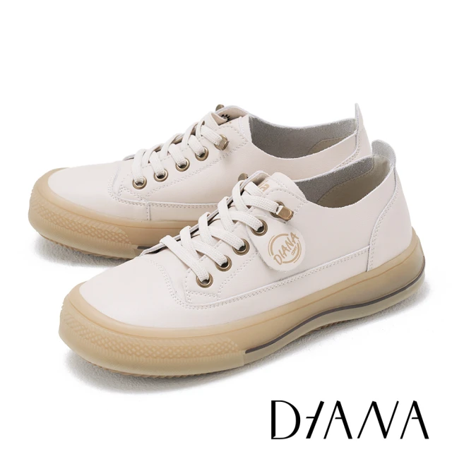 DIANA 牛貼皮綁帶厚底休閒鞋(白色)好評推薦