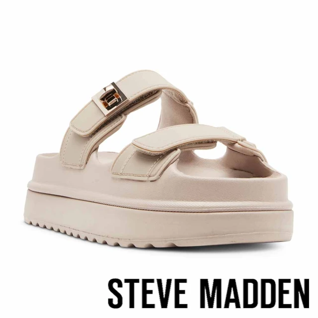 steve madden 線上獨家款BIGSCHMONA-J 霧面雙帶厚底拖鞋(米色)