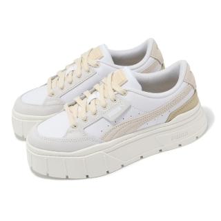 【PUMA】休閒鞋 Mayze Stack Luxe Wns 女鞋 米白 灰 皮革 厚底(389853-10)