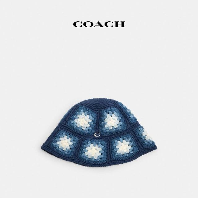 【COACH】蔻馳官方直營 紮染印花鉤針編織漁夫帽-藍色(CU354)