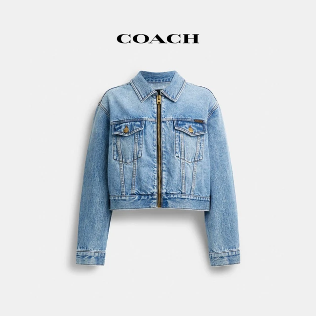 COACH 蔻馳官方直營 高腰丹寧半身裙-淺藍色(CM220