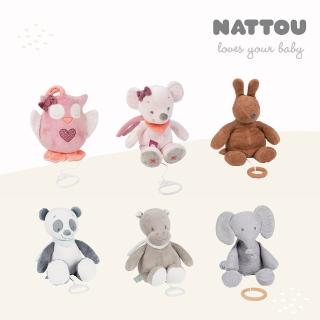 【Nattou】絨毛音樂拉鈴32CM(安撫玩具 絨毛娃娃 音樂拉鈴 哄睡娃娃)