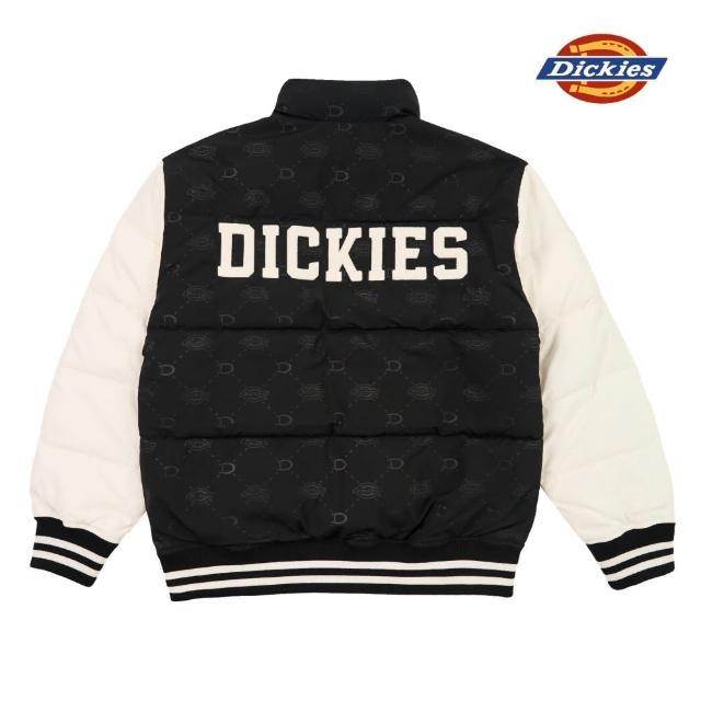 【Dickies】男款黑色防潑水滿版小Logo印花撞色衣袖休閒外套｜DK0A87FABLK