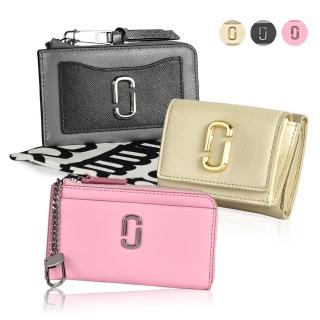 【MARC JACOBS 馬克賈伯】Snapshot經典LOGO防刮皮革三折小短夾/證件零錢包(多款任選)