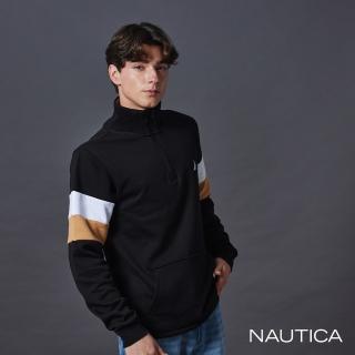 【NAUTICA】官方旗艦 男裝 潮流撞色設計長袖上衣(黑色)