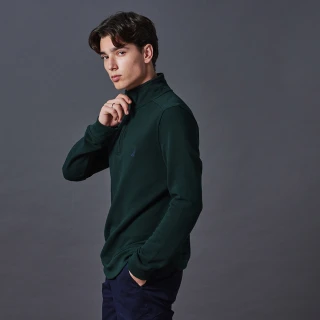【NAUTICA】官方旗艦 男裝 保暖時尚高領拉鍊長袖上衣(綠色)