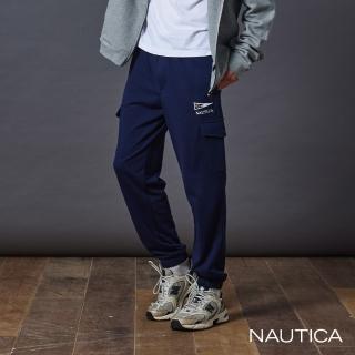 【NAUTICA】官方旗艦 男裝 棉質鬆緊腰頭舒適運動長褲(深藍色)