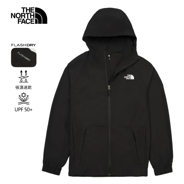 The North Face 北面男款黑色吸濕排汗連帽外套｜8ET7JK3(排汗衫)