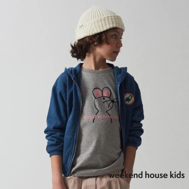 weekend house kids Mouse有機棉長袖上衣(灰色)