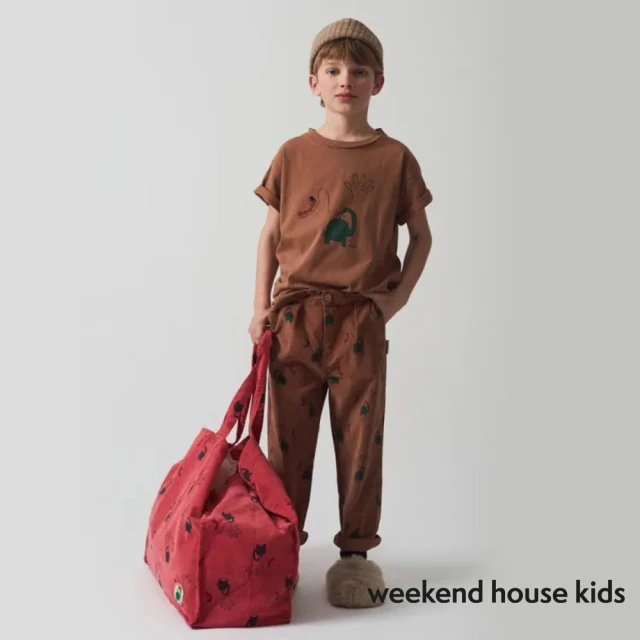 weekend house kids Elephant滿版燈芯絨長褲(咖啡色)