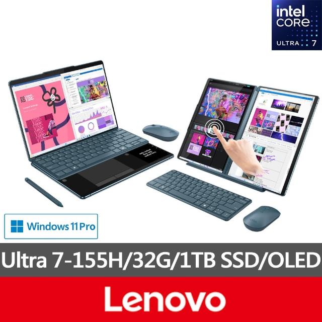 【Lenovo】13.3吋Ultra 7輕薄觸控AI筆電(Yoga Book 9/83FF0029TW/Ultra 7-155H/32G/1TB/W11P/OLED)