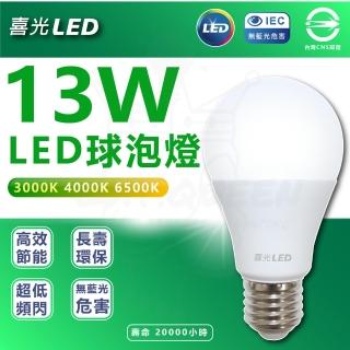 【喜光】5入組 13W LED燈泡 省電燈泡 E27燈頭(白光/中性光/黃光)