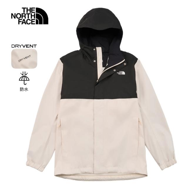 【The North Face 官方旗艦】北面男款白色DryVent防水透氣連帽衝鋒衣｜8AUNFUX(外套)