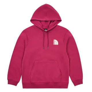 【The North Face 官方旗艦】北面女款桃色刺繡LOGO印花長袖帽T｜8DC46EO