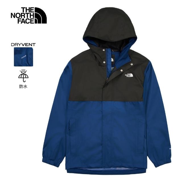 【The North Face 官方旗艦】北面男款藍色DryVent防水透氣連帽衝鋒衣｜8AUNF1T(外套)