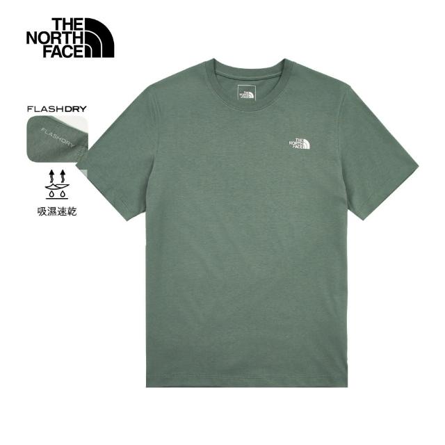 【The North Face 官方旗艦】北面男款綠色吸濕排汗短袖T恤｜89QVHCH(排汗衫)