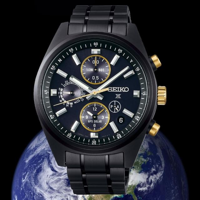 【SEIKO 精工】ASTRON GPS 100週年限量5X83衛星對時雙時區太陽能男錶-黑/42mm(SSH169J1 /5X83-0AJ0SD)