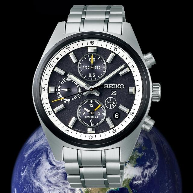 【SEIKO 精工】ASTRON GPS 5X83衛星對時雙時區太陽能男錶-黑x銀/42mm(SSH167J1 /5X83-0AH0D)