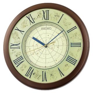 【SEIKO 精工】十二星座 兩段式自動燈光 指針式掛鐘 時鐘 畢業 禮物 送禮(QHA013B)