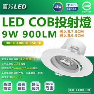【喜光】10入組 COB LED投射型崁燈(9cm崁孔 900lm)