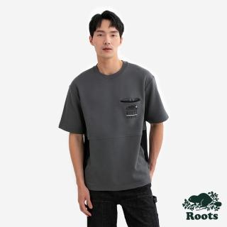 【Roots】Roots 男裝-ROOTS CANADA BLOCKED 圓領上衣(灰色)