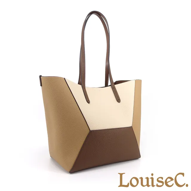 【LouiseC.】雙11 Tree House 牛皮 現代幾何拼接配色 托特TOTE肩背真皮包 2色 可拆式內袋設計 CC2263