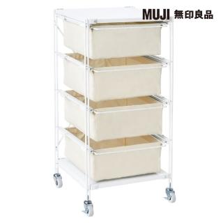 【MUJI 無印良品】SUS帆布籃推車/寬42/亮面淺灰(大型傢俱配送)