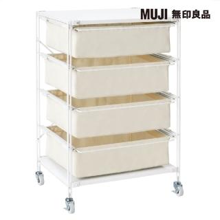 【MUJI 無印良品】SUS帆布籃推車/寬56/亮面淺灰(大型傢俱配送)