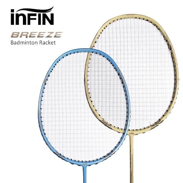 【iNFiN】羽毛球拍 BREEZE 碳纖維羽拍贈拍袋 4U 羽球拍(贈握把布１２入)