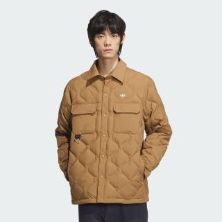 【adidas 愛迪達】羽絨外套 男款 運動外套 三葉草 LIGHTWEIGHT DOW 卡其 JD3748