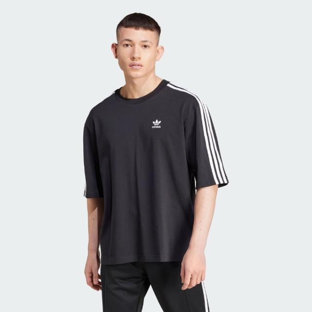 【adidas 愛迪達】短袖上衣 男款 運動 三葉草 Oversize tee 黑 IZ1832