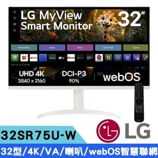 【LG 樂金】32SR75U-W 32型 4K UHD 智慧聯網螢幕(搭載webOS/隨附智慧滑鼠遙控器)