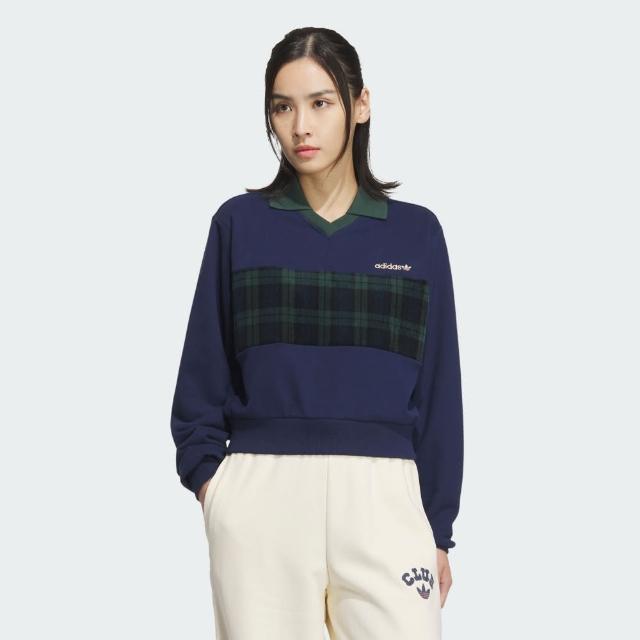 【adidas 愛迪達】長袖上衣 女款 運動 三葉草 SPO FEMME CREW 藍綠 JC6851