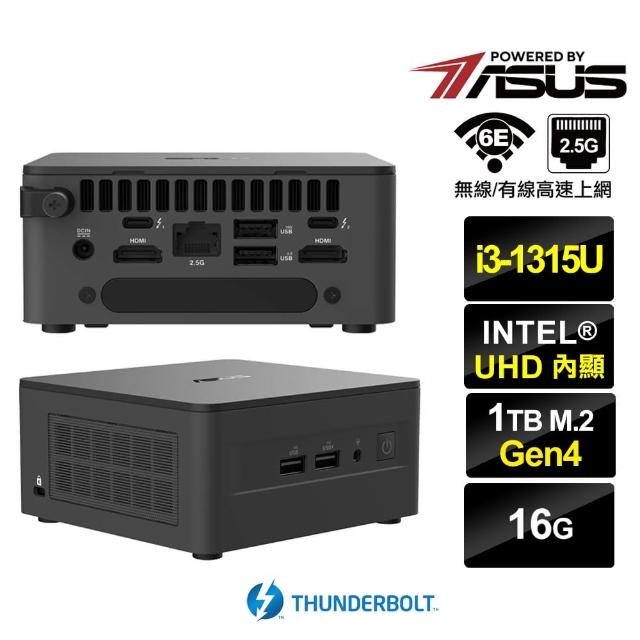 【ASUS 華碩】NUC i3六核{北極星Q03C} 迷你電腦(i3-1315U/16G/1TB M.2 Gen4)